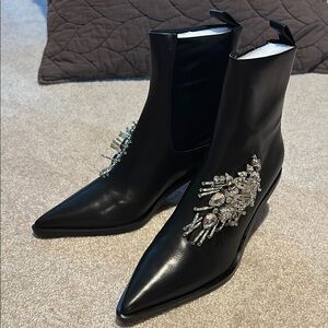 Black Embellished Ankle Boots